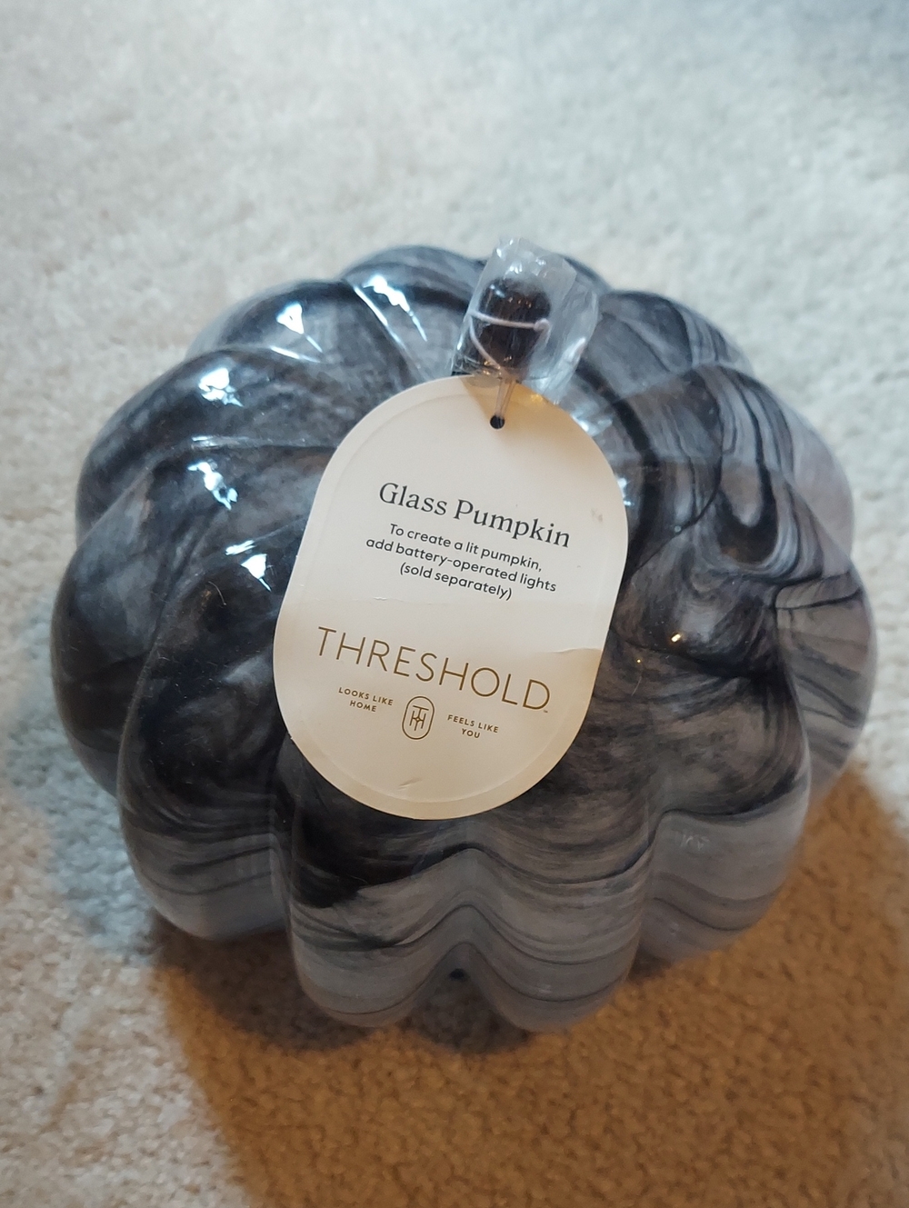 Threshold Swirled Gray Glass Pumpkin Accent